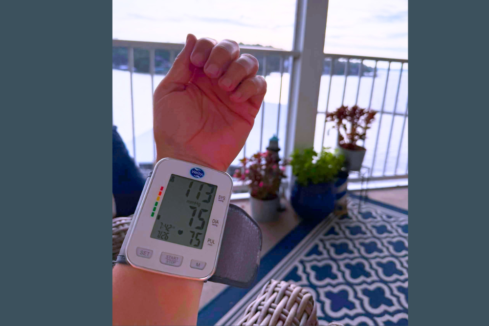 photo of tim's wrist with a heartrate monitor attached